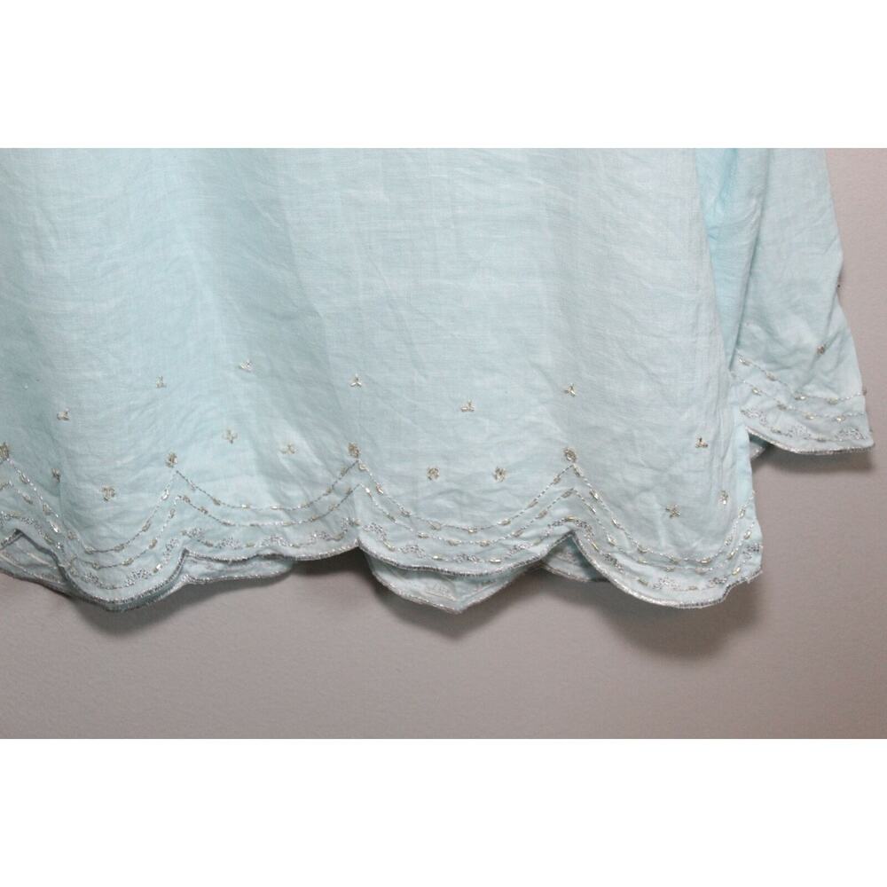 ✨2/$20 Flawed Lilly Pulitzer Linen Beaded Blouse Light Blue Top Small H11153 - Picture 12 of 16